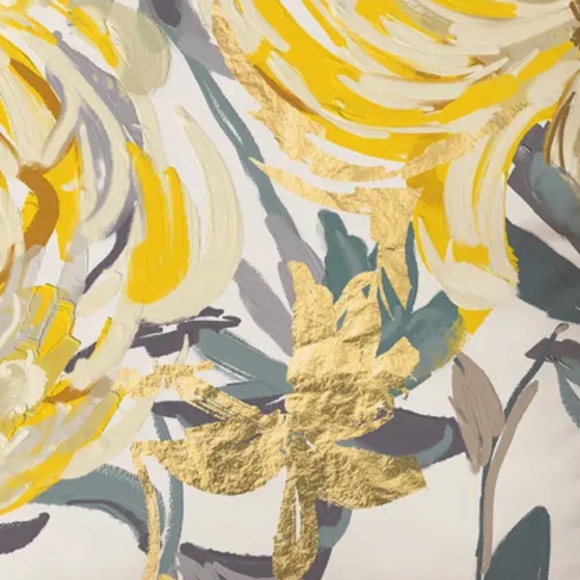 NEW Abstract Ink Yellow Blue Floral Polyester Pillow Cover Home Decor 18" X 18" - Picture 2 of 5